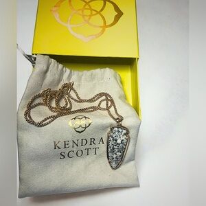 Kendra Scott Gold Black White LONG Pendant Necklace Faux Arrowhead Designer Gift
